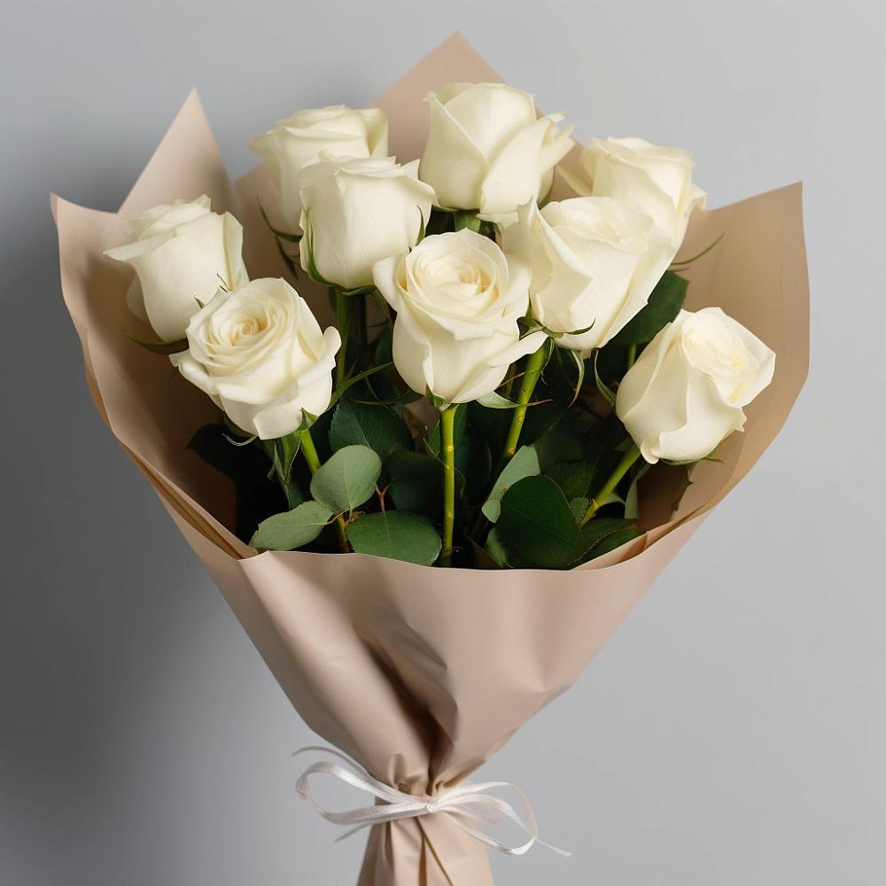 Букет 9 Белых роз Эдлесс Лав в Галашках