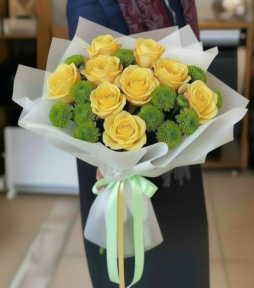 Букет цветов из: Хризантемы и Розы в Галашках