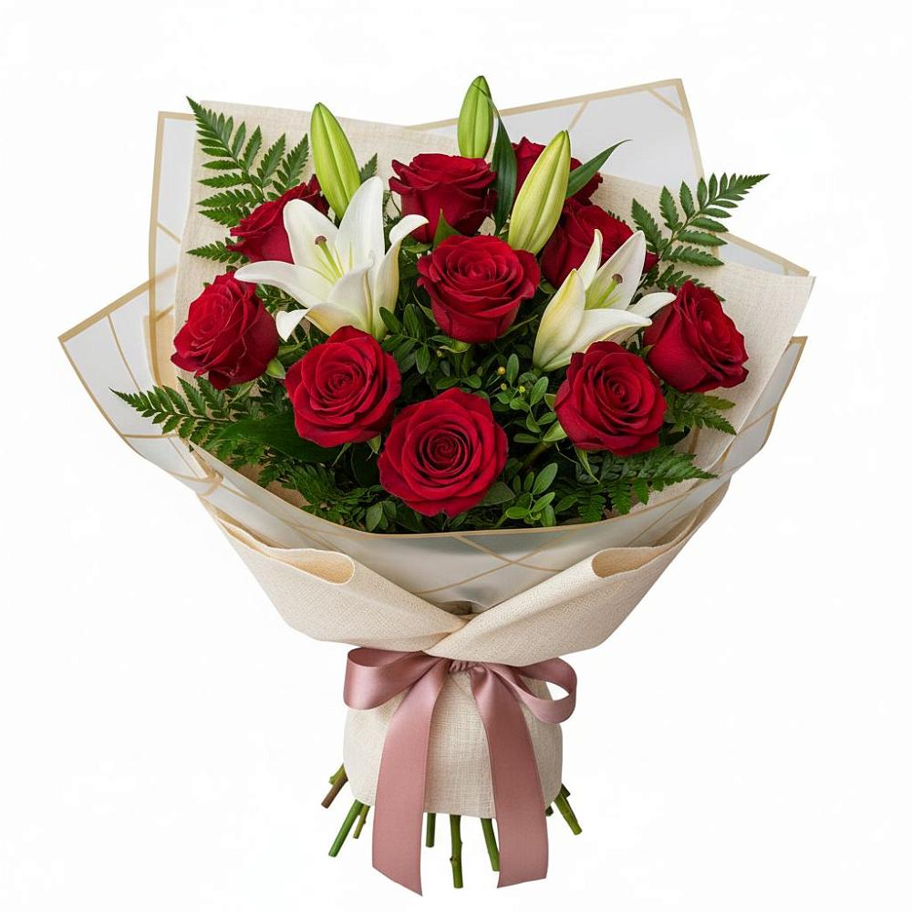 Букет цветов из: Лилии и Розы в Галашках