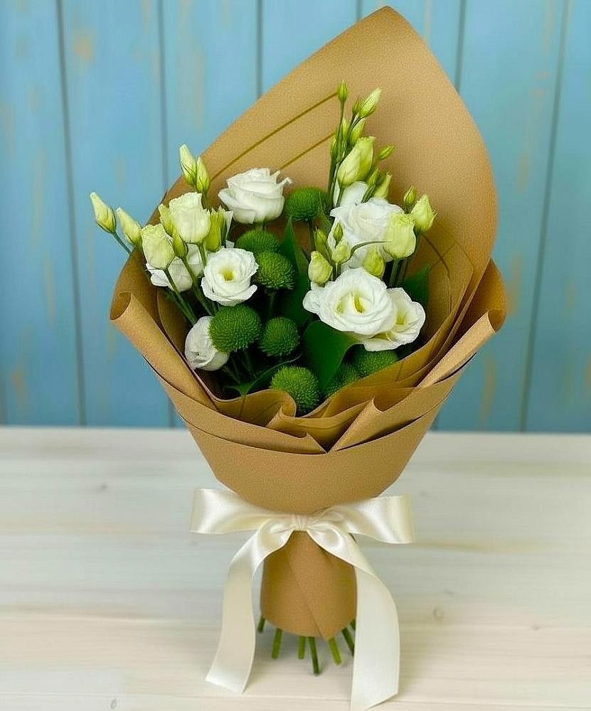 Букет цветов из: Хризантемы и Лизиантусы в Галашках