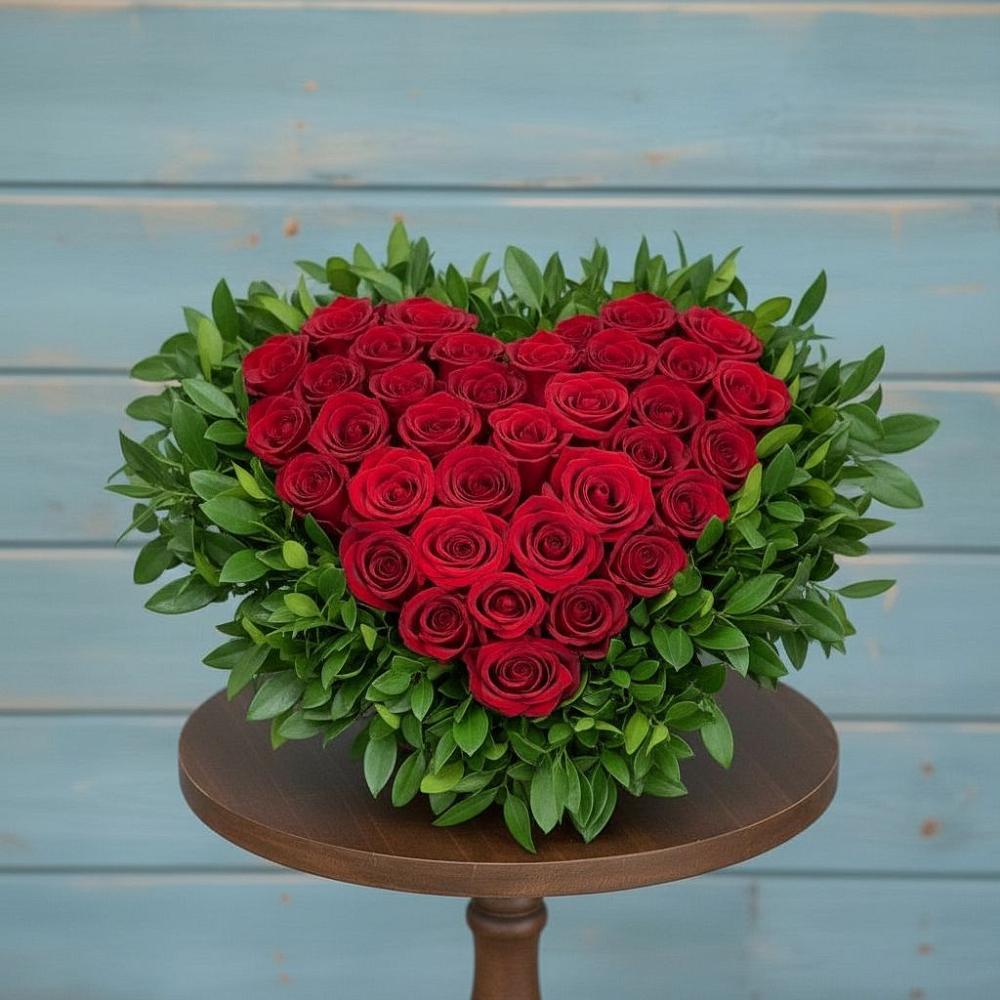 Цветочная композиция из Розы в виде сердца в Галашках