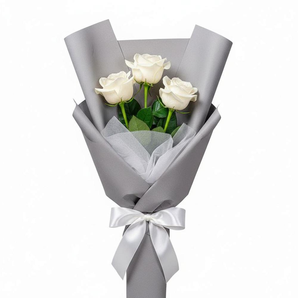 Букет 3 белые розы в Галашках