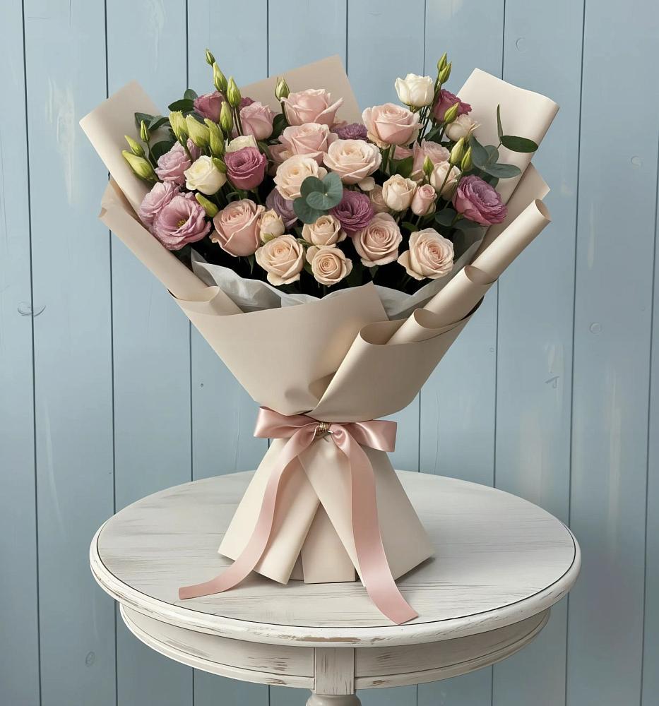 Букет цветов из: Розы и Лизиантусы в Галашках