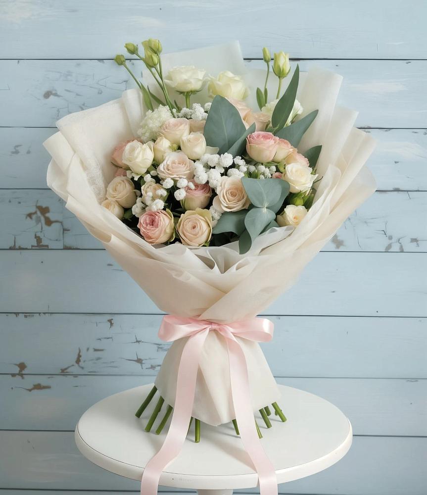 Букет цветов из: Розы и Лизиантусы в Галашках