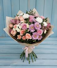 Букет цветов из:  Хризантемы, Розы и Альстромерии #REPLACE_PRED# Галашках