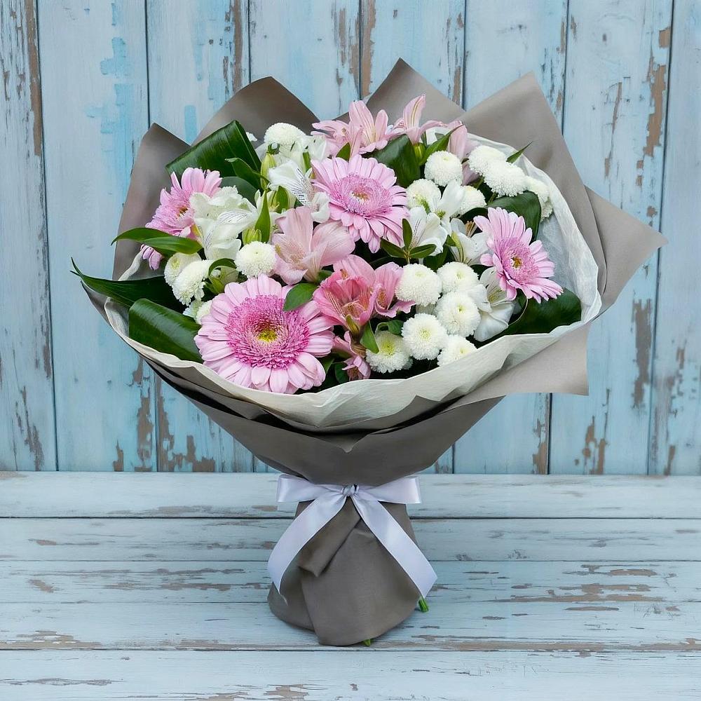 Букет цветов из: Герберы, Альстромерии и Хризантемы в Галашках